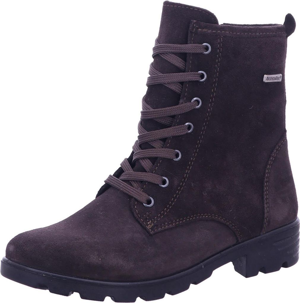 Ricosta Mädchen Stiefel Dunkelbraun mit Schnürung und grober Profilsohle