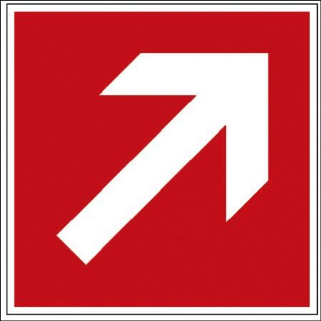 PVC Aufkleber Brandschutzkennzeichen - Richtungsvorgabe - K129/87 - BGV A8, DIN 4844 und Arbeitsstättenverordnung 200 x 200 mm