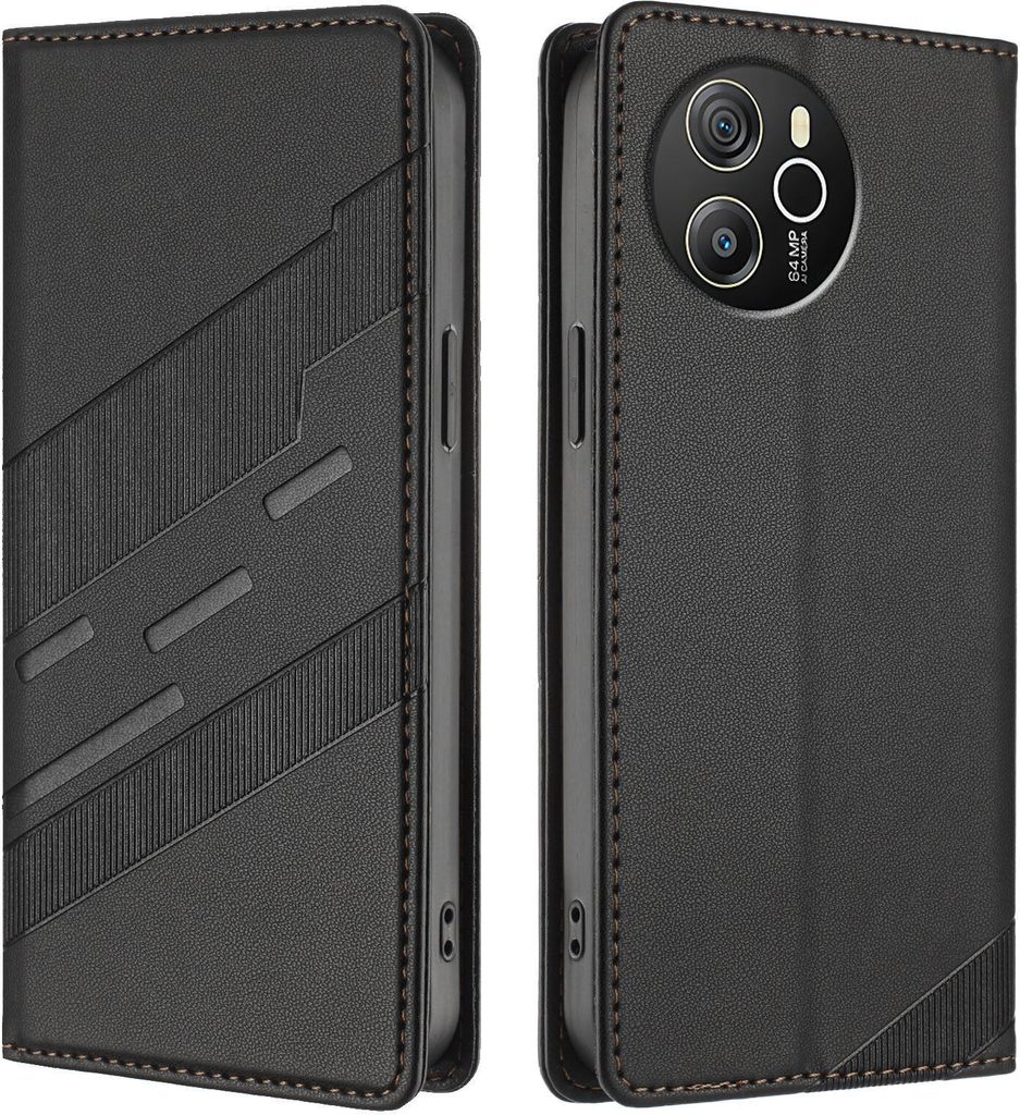 Hülle für Blackview Shark 8, Kunstleder Brieftaschen Handyhülle mit Kartenfach und Standfunktion Schwarz