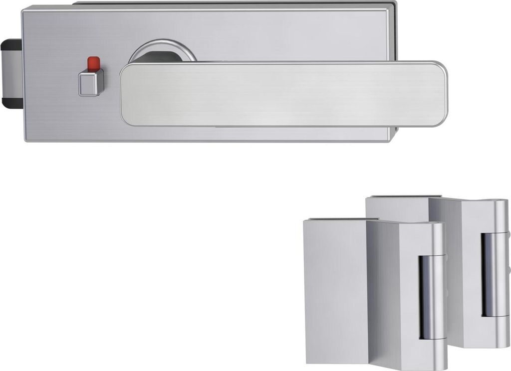 Griffwerk PURISTO S -Edelstahl matt Ganzglastürbeschlagset -3-teiliger Bandsatz -mit Griff DESM MINIMAL MODERN -SG -smart2lock