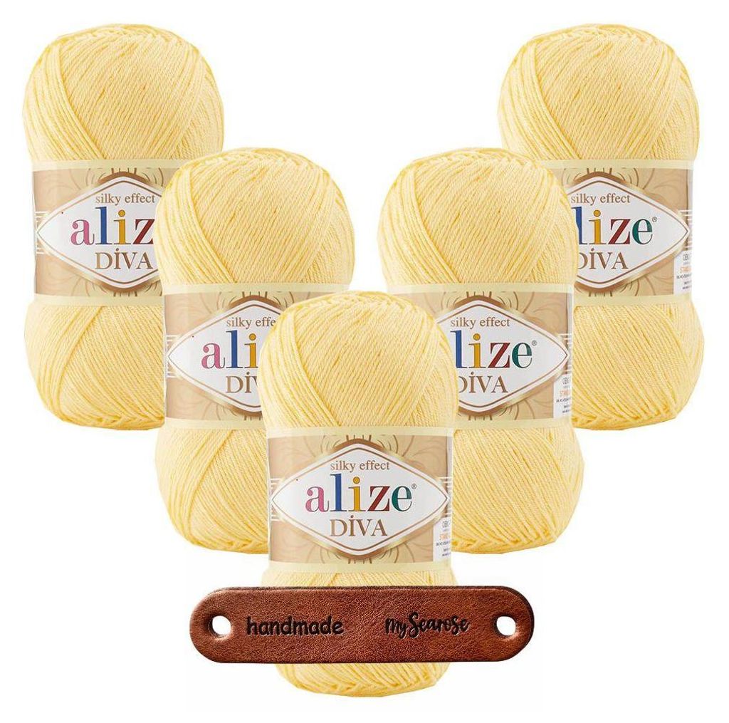 5 x ALIZE Diva 187 Yellow mit Label Produktbild 