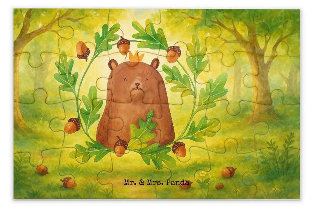 Mr. & Mrs. Panda Puzzle Bär König Design 24 Teile - Weiß - Geschenk, 1000, Puzzlespiel, Bester Papa, Teddy, 300, 2000, Dad, Vatertag, 500, Vater