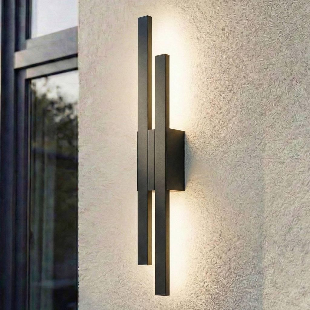 Lindby LED-Außenwandleuchte Sakari, schwarz, Alu, Höhe 59 cm
