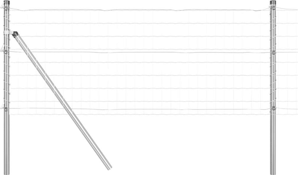 vidaXL Zaun mit Pfosten Silber 0,4 x 25 m Stahl und PVC