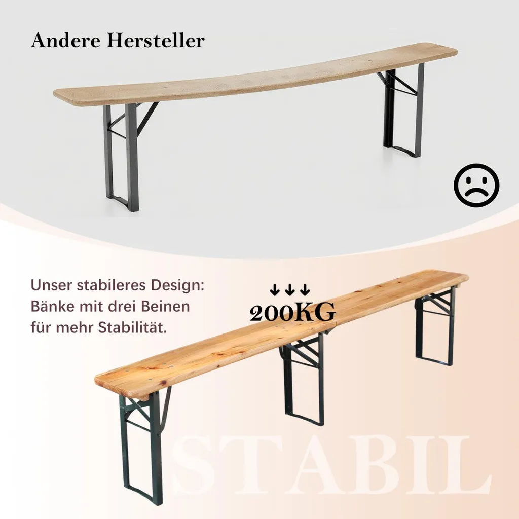 Table de réception robuste 220 cm et bancs pliables pour manque d'espace - 4