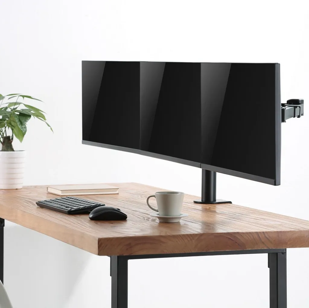 Support Écran Triple pour Setup Gaming ou Bureau Pro 17-27 Pouces Noir - 4