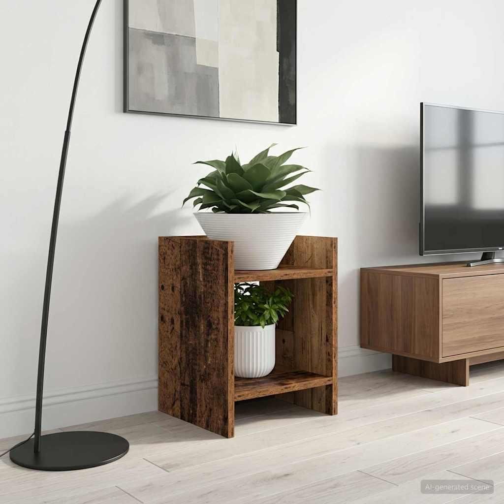 Pflanzenständer mit Regal Altholz 30 x 30 x 40 cm Holzwerkstoff - Beete DE2311