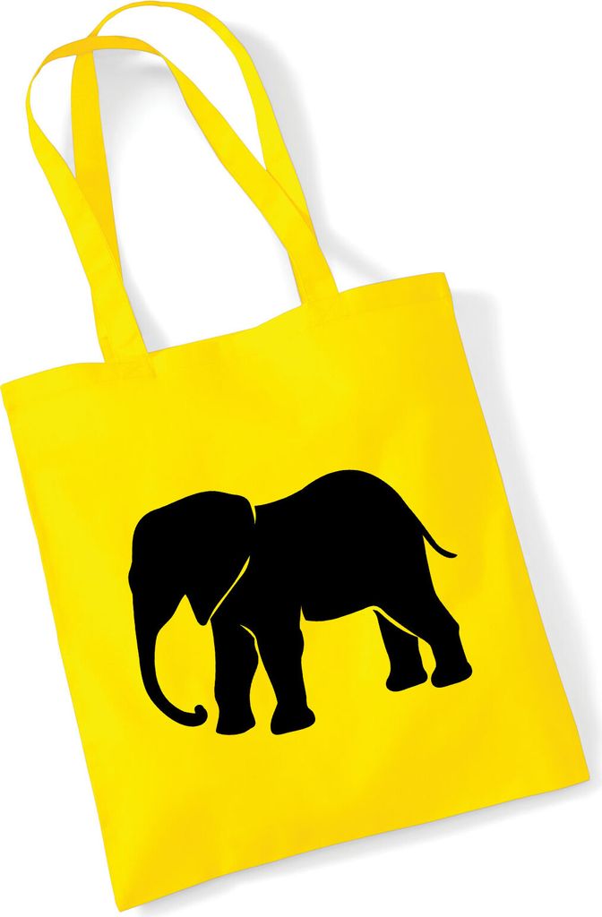 Huuraa Jutebeutel Elefant Silhouette 10 Liter Yellow Baumwolle Tasche Geschenkidee