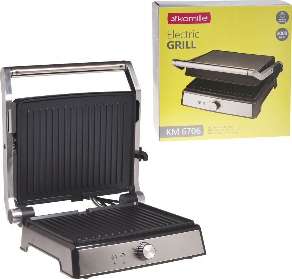 Elektrogrill 2000 Watt Ausklappbarer Sandwichtoaster Kamille Km-6706