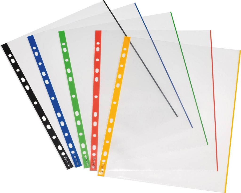 10 Herlitz Prospekthüllen / DIN A4 / glasklar mit farbigen Produktbild 