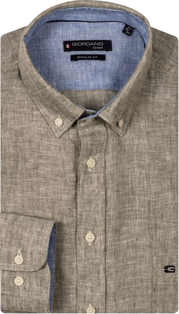 Giordano Hemd khaki meliertes Leinen