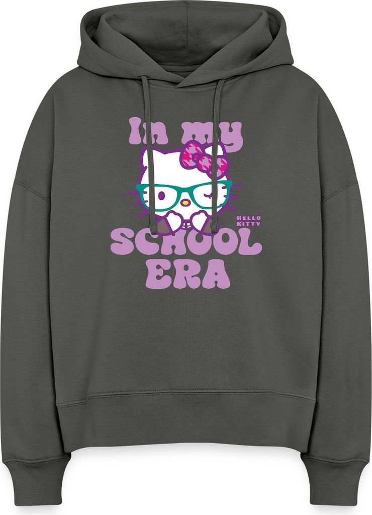 Spreadshirt Hello Kitty Schulkind In My School Era Frauen Boxy Organic Hoodie, S, Anthrazit