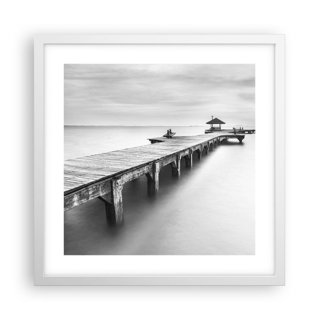 Gerahmtes Poster - Weißer Rahmen - Thailand bucht strand brücke - 40x40 cm - Wand Bild - Wanddeko - Wandbilder - Wandposter - Bilderrahmen - Bild...