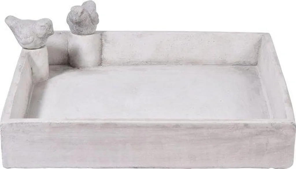 Bain d'oiseaux grand modèle carré blanc 29cm en ciment résistant