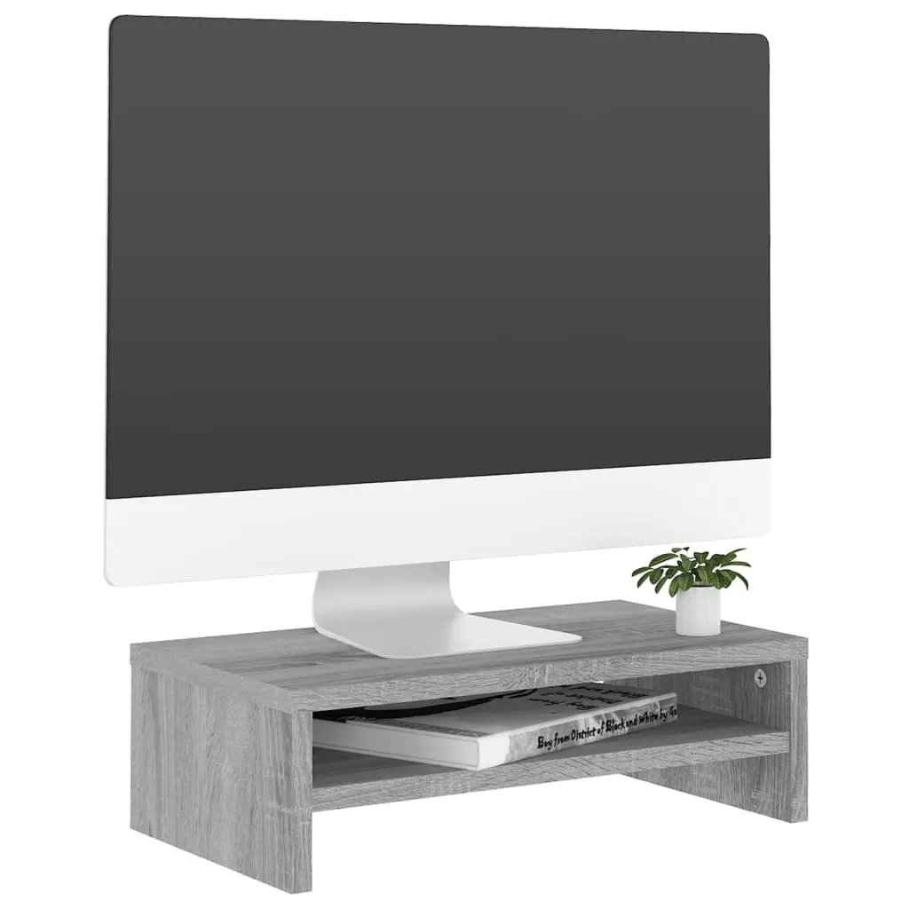 VIDAXL - Supporto Per Monitor Grigio 50x24x13 Cm Legno Massello Di Pino