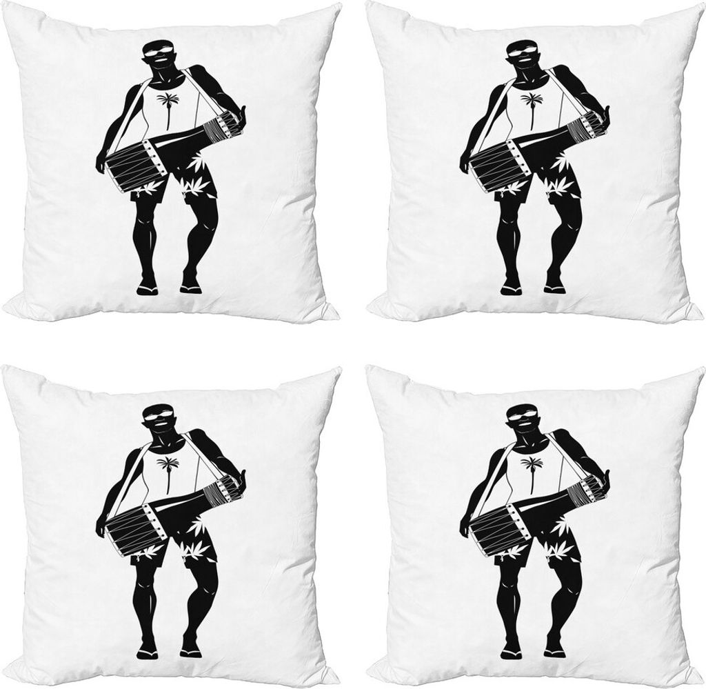 ABAKUHAUS Schlagzeug Kissenbezug Set (4 Stück), Exotische Mann in Coole Sonnenbrillen, Moderner Doppelseitiger Digitaldruck, 45 cm x 45 cm, Charco...