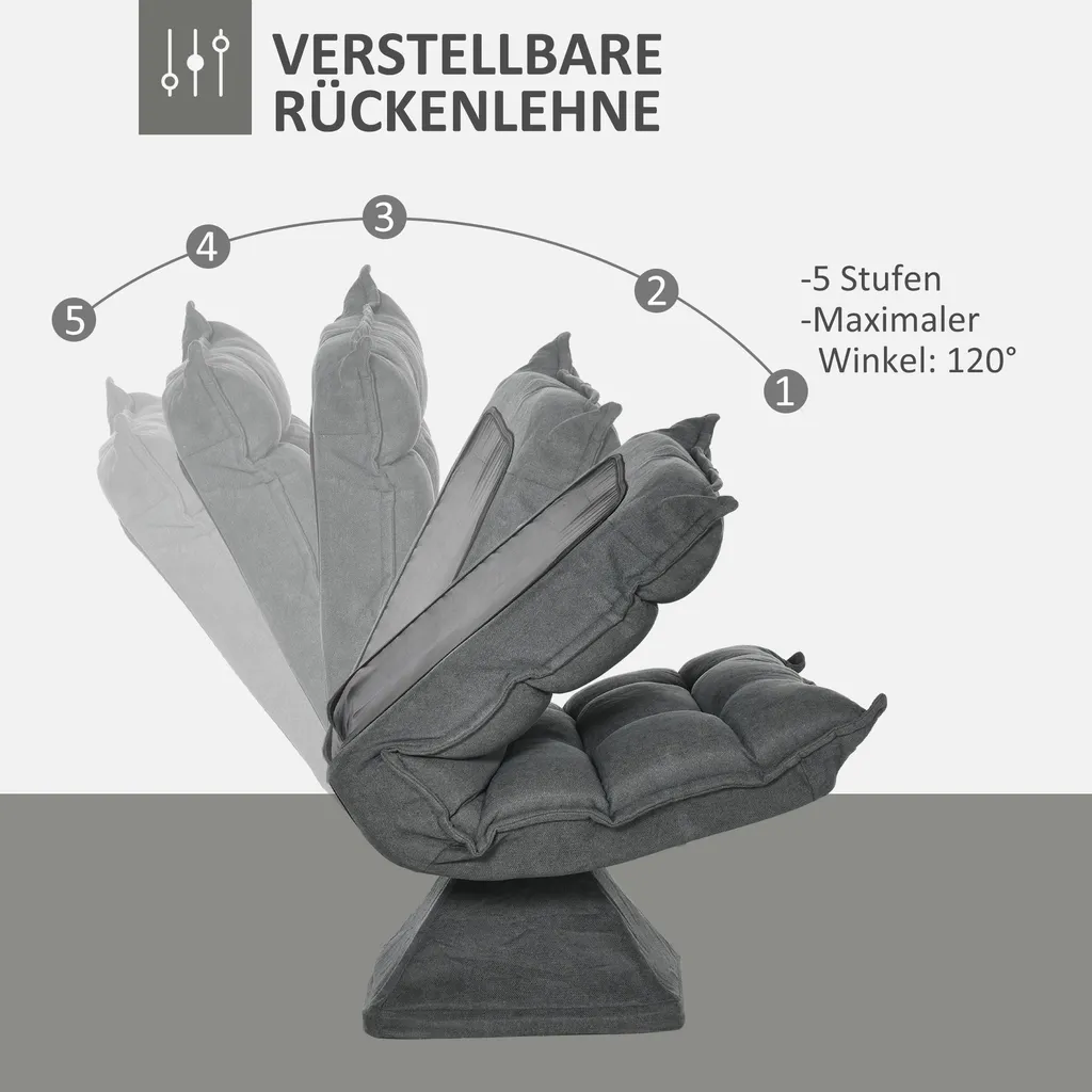 Coussin de sol pour salon et bureau : fauteuil relax gris pivotant - 4