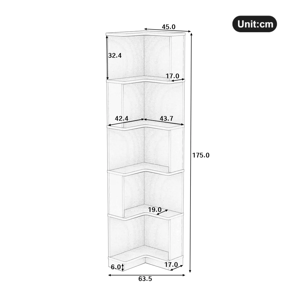 Étagère d'angle blanche à LED, meuble de rangement vertical avec 5 compartiments - 4