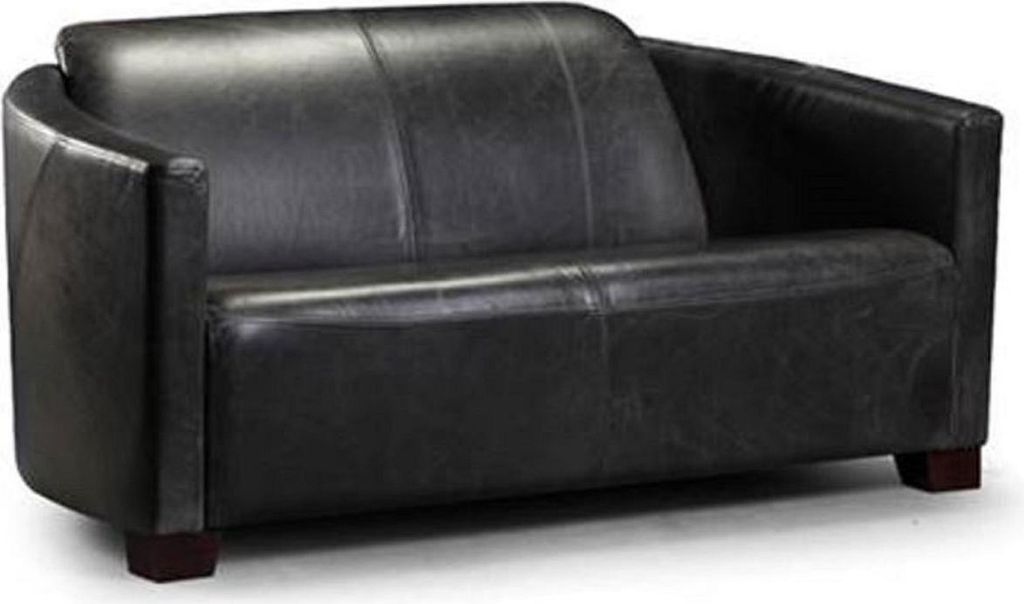 Casa Padrino Luxus Leder 3er Sofa Vintage Schwarz / Dunkelbraun 182 x 83 x H. 70 cm - Echtleder Wohnzimmer Sofa - Wohnzimmer Möbel - Luxus Kollektion