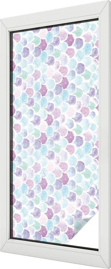 Buntglas Fensterfolie – 116x50 cm – Stained-Glass Design – blickdichte dekorative Sichtschutzfolie – selbstklebend, UV-Schutz – Pastellfa...