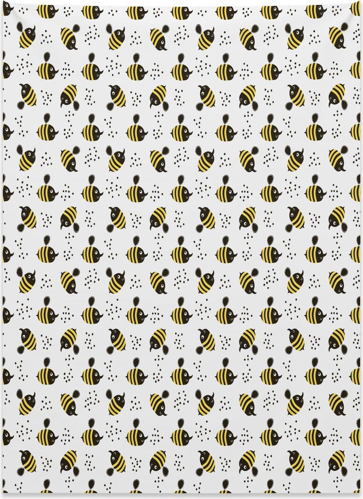 Abakuhaus Biene Wandteppich, Honig-Bienen-kindische Karikatur aus Weiches Mikrofaser Stoff Kein Verblassen Klare Farben Waschbar, 110 x 150 cm, Gel...
