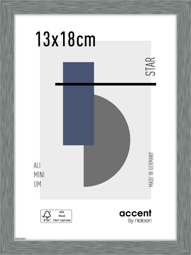accent by nielsen Aluminium Bilderrahmen Star, 13x18 cm, Struktur Grau