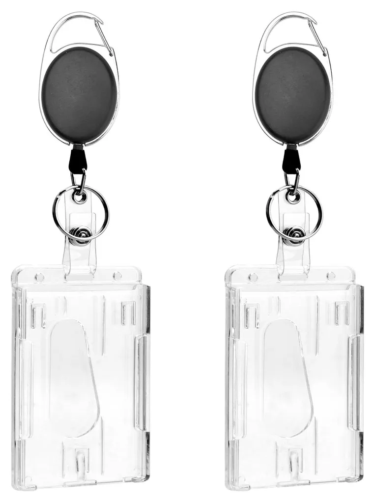 Porte-badge plastique rigide vertical - Lot de 2 avec clip pour carte d'étudiant
