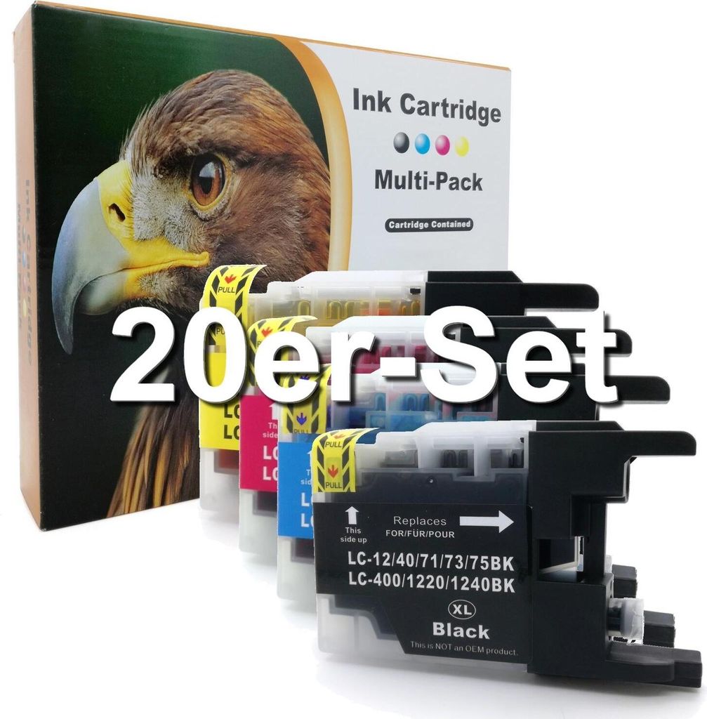 D&C Tintenpatronen ersetzt Brother L-1240x-20er Set (BK/C/M/Y)