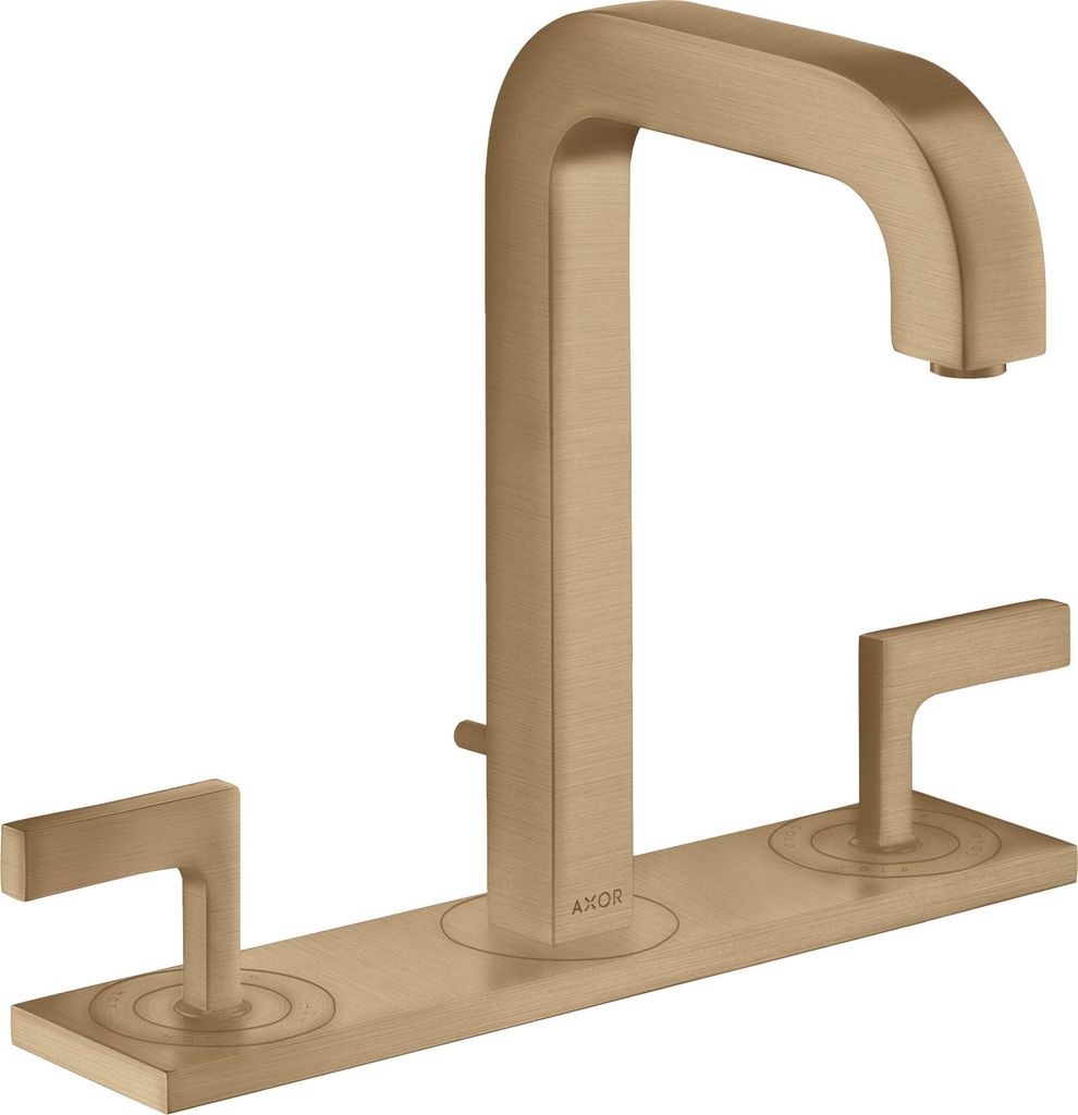 hansgrohe AXOR Citterio 3-Loch Waschtischarmatur 170, Zugstangen-Ablaufgarnitur, Auslauf 140mm, Hebelgriffe, Platte, 39136140