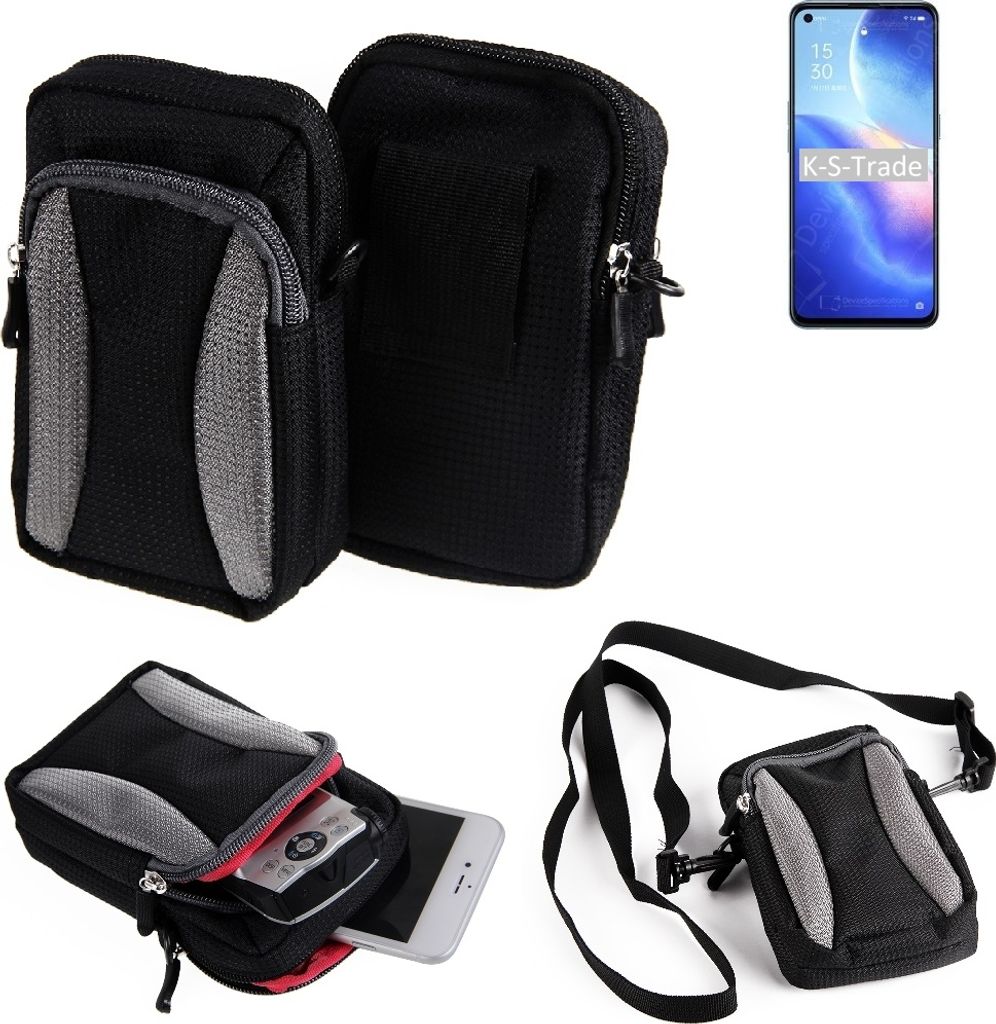 K-S-Trade Holster Schutz Hülle kompatibel mit Oppo Reno5 K 5G Handy Hülle Gürteltasche Umhängetasche mit Zusatzfach schwarz