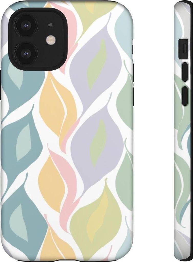 Sanftes Blättermuster in Pastell – Hülle Kompatibel mit iPhone 12