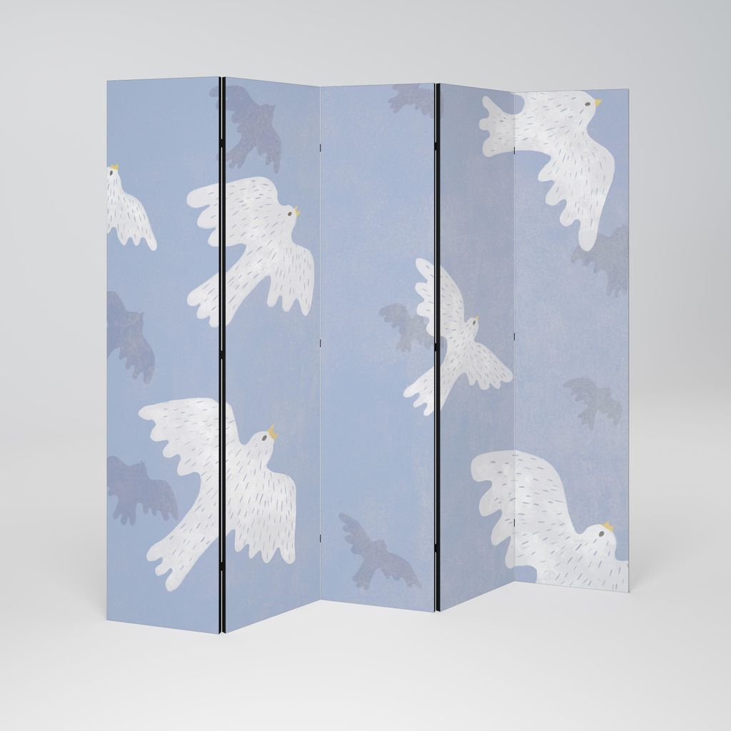 SpaceRebels Paravent Raumteiler - 5-teilig Raumtrenner, Druck 1-Seite - Raumtrenner - Trennwand Wohnung - Room Divider - Spanische Wand Deko Modern...