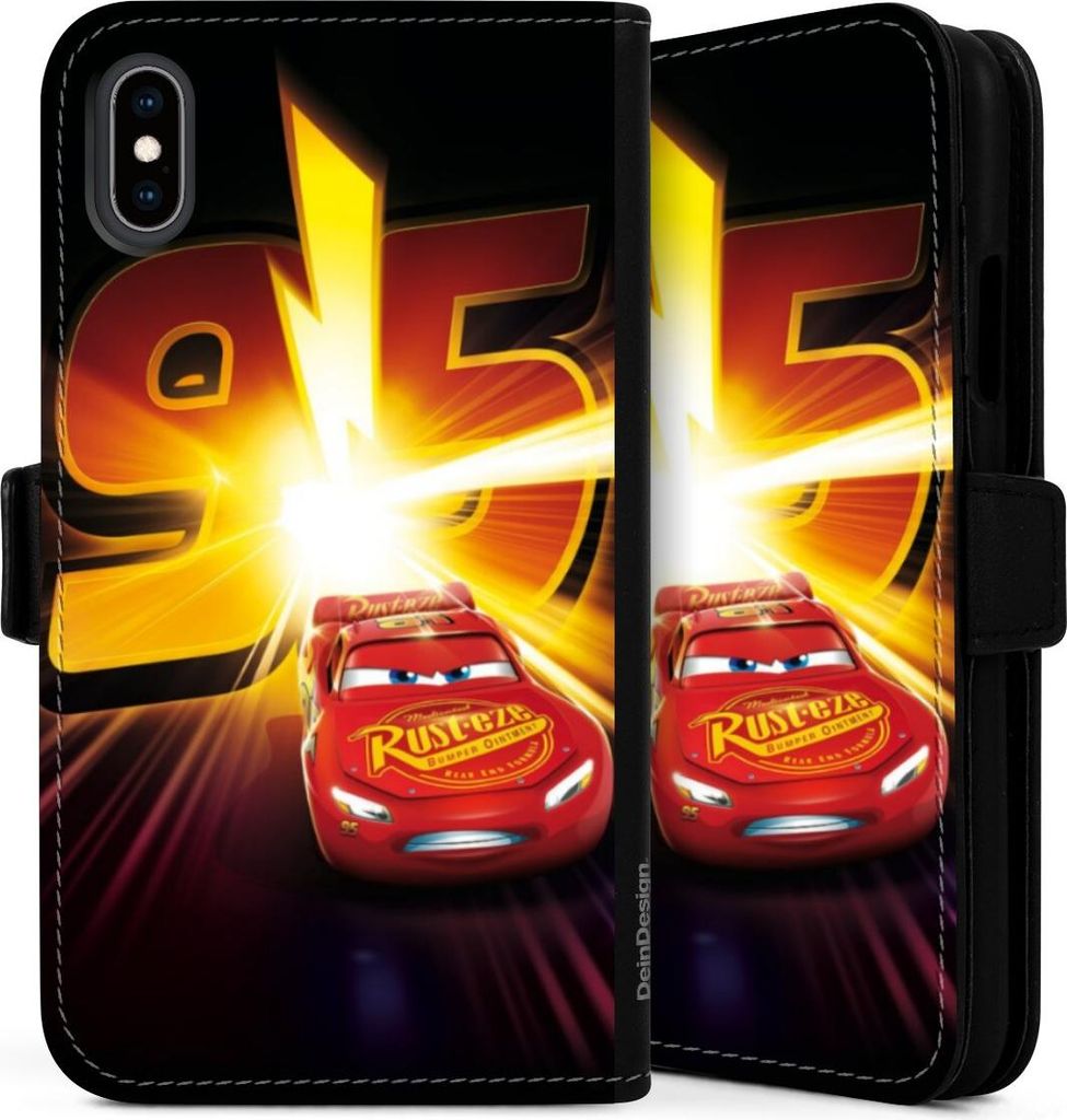 DeinDesign Klapphülle für Apple iPhone X Handytasche Lederhülle Tasche Cars Lightning Mcqueen 95 Offizielles Lizenzprodukt