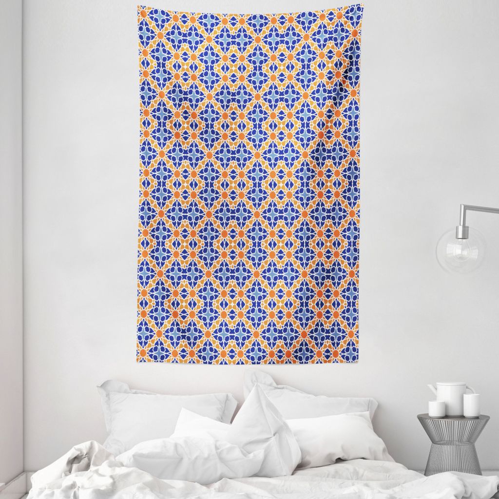 ABAKUHAUS Boho Wandteppich und Tagesdecke, Marokkanische Stern-Entwurf aus Weiches Mikrofaser Stoff Waschbar ohne Verblassen Digitaldruck, 140 x 23...
