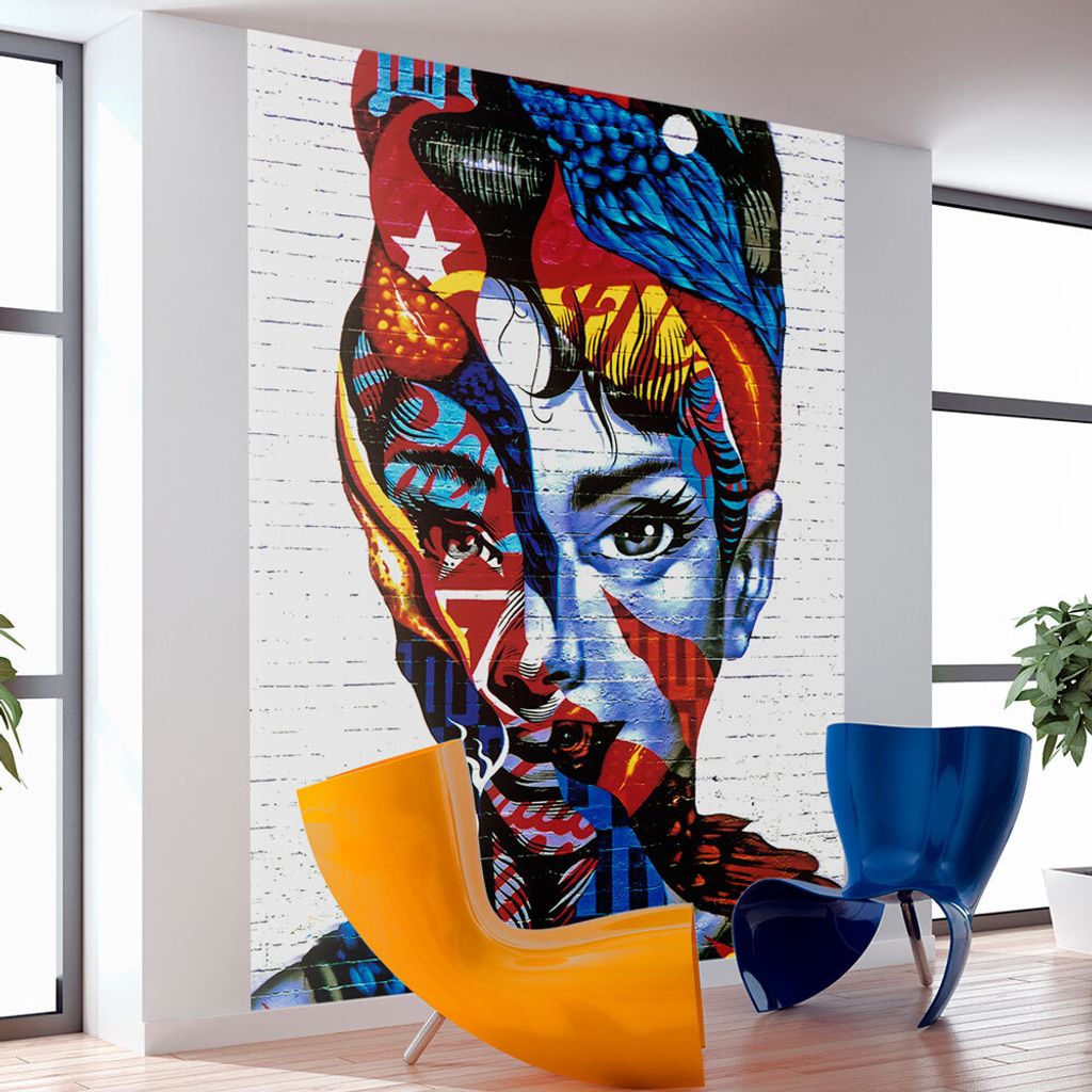 Vlies Tapete ! Top ! Fototapete ! Wandbilder XXL ! 200x270 cm GESICHT FRAU GRAFFITI STREETART MAUER h-A-0038-a-a