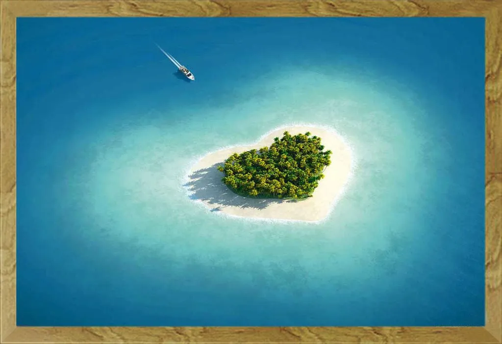 Poster Spiaggia Isola del Cuore 61x91,5 cm + Cornice Shinsuke Rovere