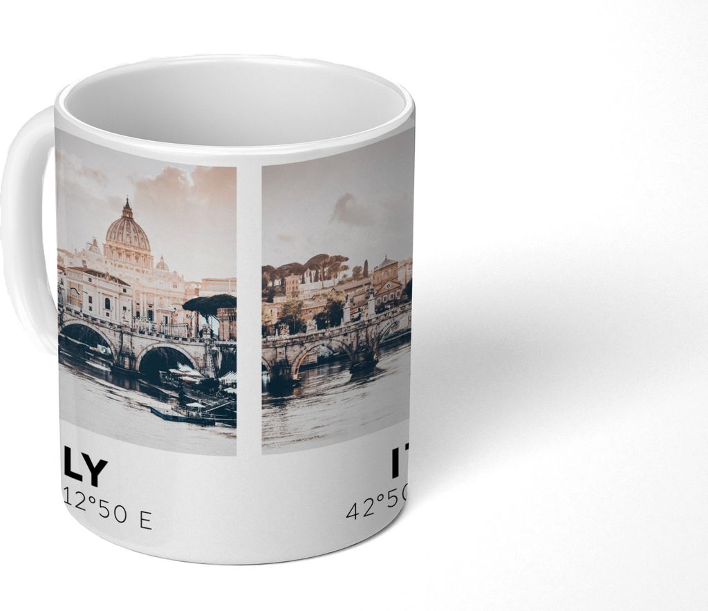 MuchoWow Tasse Kaffeetasse Kaffeebecher 350 ml Italien - Brücke - Fluss Teetasse - Fototasse - Becher - Keramikbecher - Teebecher - Kaffeetasse ...