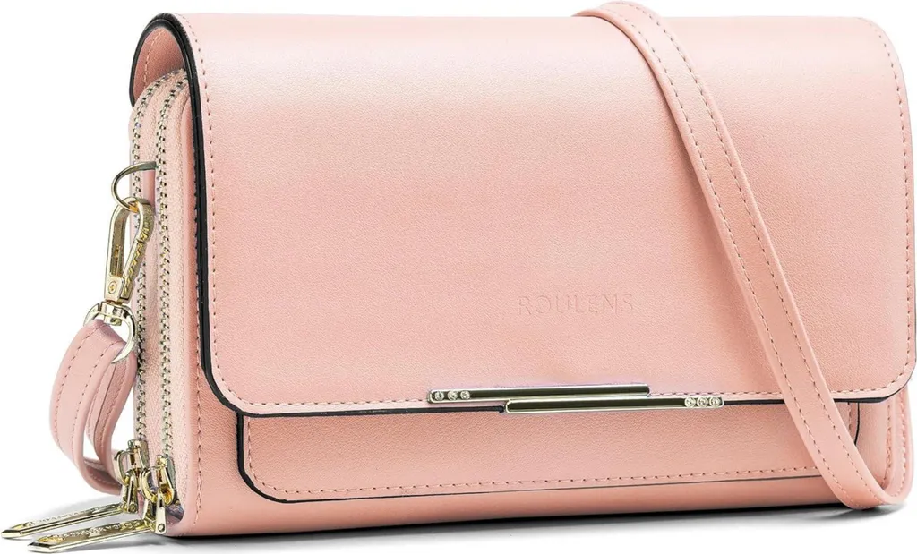 Piccola borsa a tracolla in Finto cuoio con tasca per cellulare e slot per carte di credito - A-rosa scuro