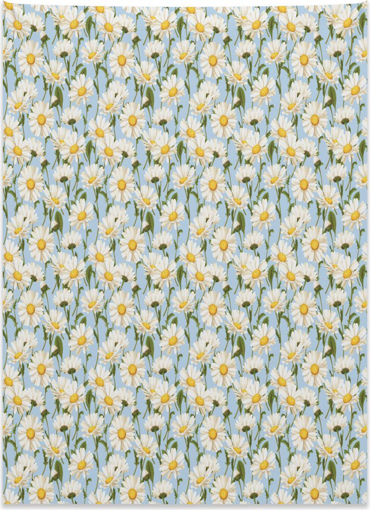 Abakuhaus Gänseblümchen Wandteppich, Kamille Blumen-Garten-Yard aus Weiches Mikrofaser Stoff Kein Verblassen Klare Farben Waschbar, 110 x 150 cm,...
