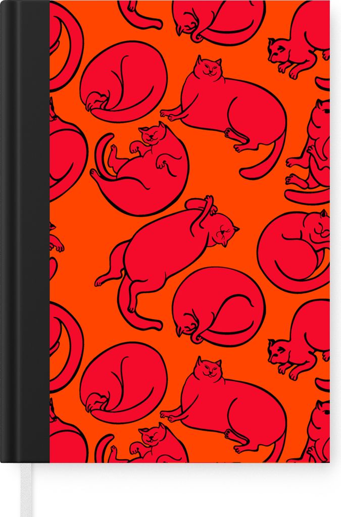 MuchoWow Notizbuch Tagebuch Haushaltsbuch Notebook A5 Muster - Katze - Orange - Jungen - Mädchen - Kinder - Kind - Notizblock - Notizheft - Note...