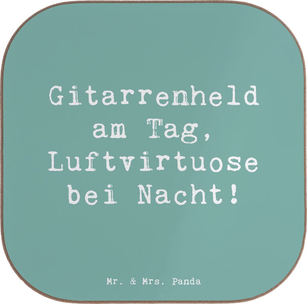 Mr. & Mrs. Panda Tassenuntersetzer Spruch Gitarrenheld - Meeresbrise - Geschenk, Instrument, Lernen, Untersetzer Gläser, Musiker, Abenteuer, Freih...