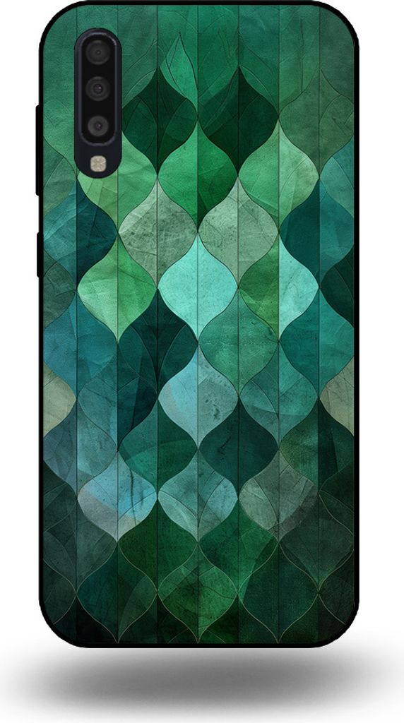 Smartphonica Handyhülle passend für Samsung Galaxy A70s mit grünem Blätterdruck - TPU Backcover Hülle grünes Blattdesign - Grün