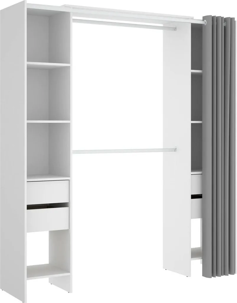 Olaf Grande Armoire Blanche 180x205h cm avec 4 Tiroirs Spacieux