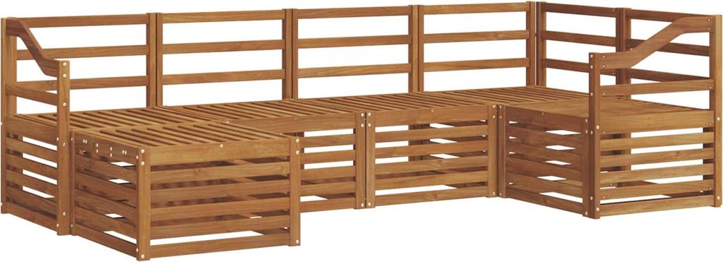 Gartenmöbel-Set Ecksofa 6-teilig Natur Akazie Massivholz 245 x 126,5 x 73 cm