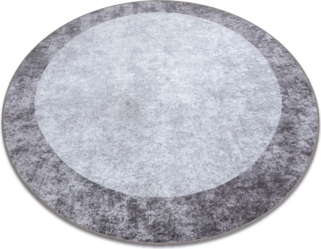 Tapis de salle à manger rond lavable 200 cm design marbre gris foncé