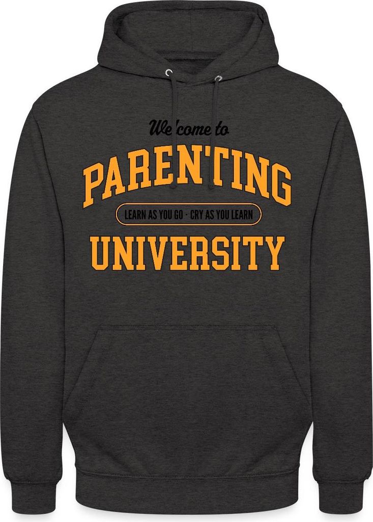Spreadshirt Parenting University Lustiges Eltern Humor Motiv Uni Hoodie, S, Anthrazit