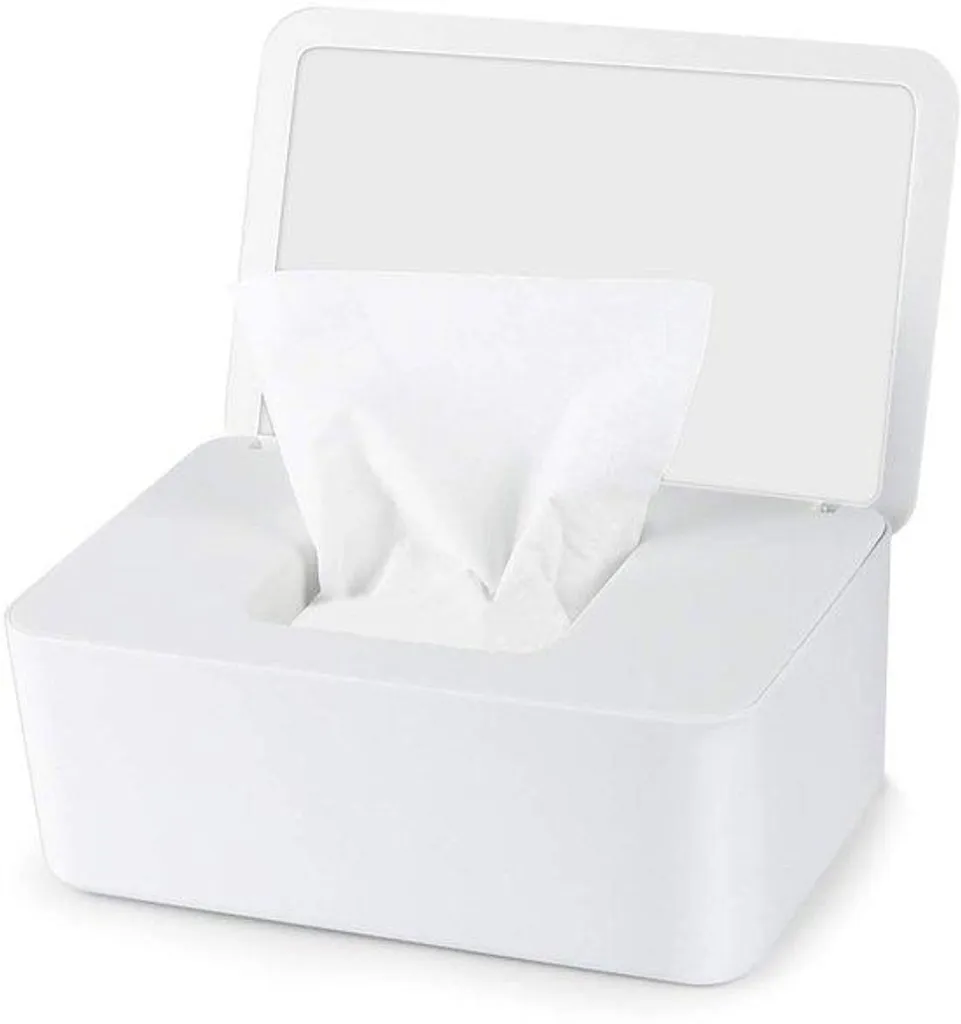 Boîte à lingettes humides avec couvercle distributeur blanc maison