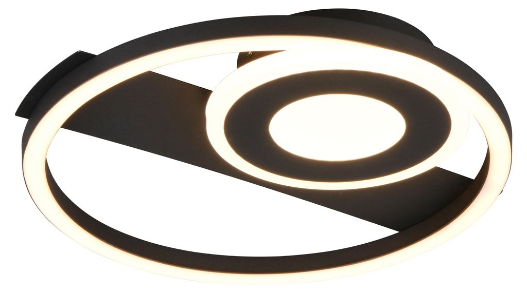 Plafonnier LED, noir, design circulaire, L 32 cm Image du produit 