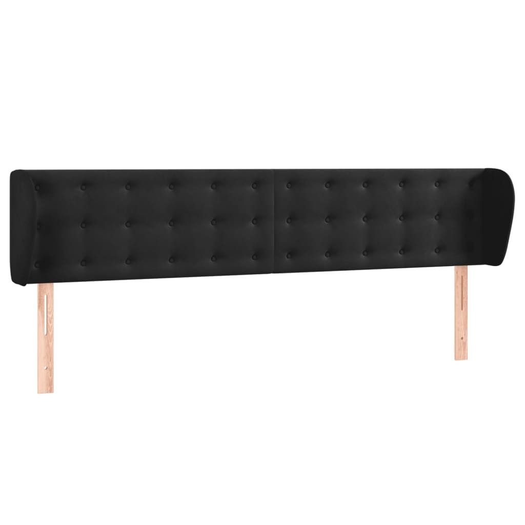 vidaXL Kopfteil mit Ohren Schwarz 203x23x78/88 cm Samt