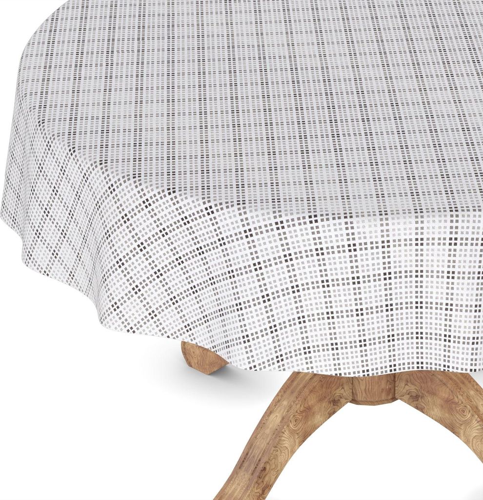 Tischdecke Wachstuchtischdecke Gartentischdecke Wachstischdecke Karriert Grau Wasserabweisend Rund 120 cm mit Schnittkante